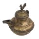 Handmade Brown Brass Oil Pot With Bird Finial On Lid