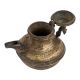 Handmade Brown Brass Oil Pot With Bird Finial On Lid