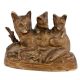 Handmade Brown Brass Cat  With Her Kittens Statue Showpiece