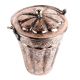 Handmade Brown Copper Bucket Or Balti With Carved Floral Design