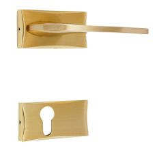 Handmade Brushed Gold Brass Mortise Door Lock Handle Set
