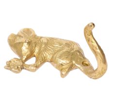 Handmade Golden Color Brass Metal Rat Animal Wall Hooks