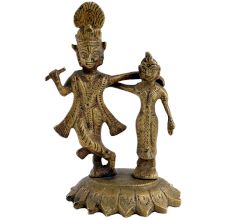 Standing Radhe Krishna Idol In Brass For Awesome Couple Gifting