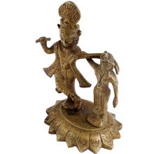 Standing Radhe Krishna Idol In Brass For Awesome Couple Gifting