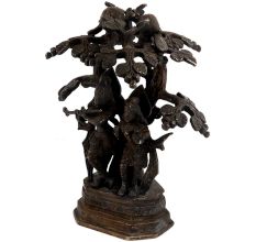 Brass Lord Radhe Krishna Under A Tree With A Peacock For Gifting