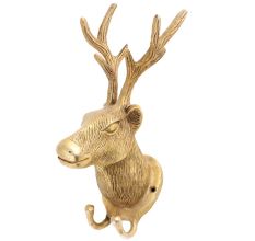 Brass Deer Hook With 2 Khooti For Stylish Home Decor