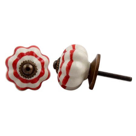 Cream Red Medium Knob