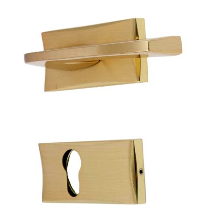 Handmade Brushed Gold Brass Mortise Door Lock Handle Set