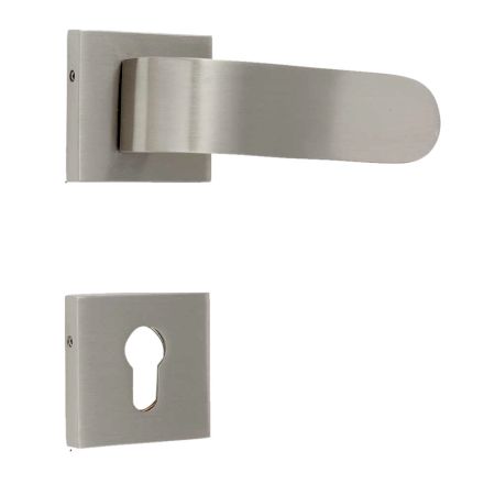 Handmade Nickel Finish Brass Square Mortise Door Lock Handle Set