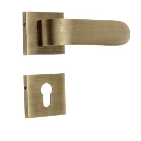 Handmade Antique Brass Square Mortise Door Lock Handle Set