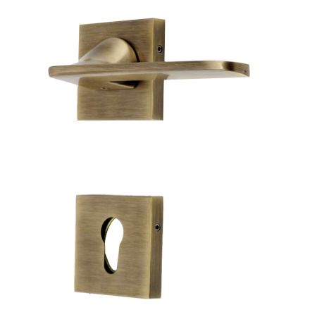 Handmade Brown Brass Square Mortise Door Lock Handle Set