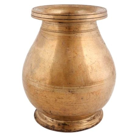 Handmade Antique Gold Brass South Indian Vase