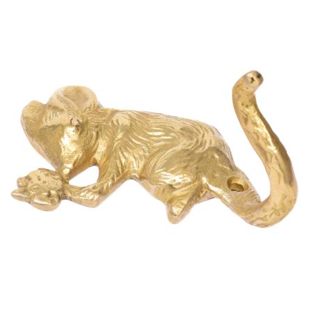 Handmade Golden Color Brass Metal Rat Animal Wall Hooks