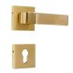 Handmade Golden Square Brass Mortise Door Lock Handle Set
