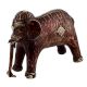 Brass Tribal Standing Elephant With Intricate Detailing In Gold