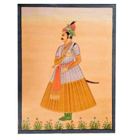 Canvas Painting Of Emperor Jahangir Standing With Sword