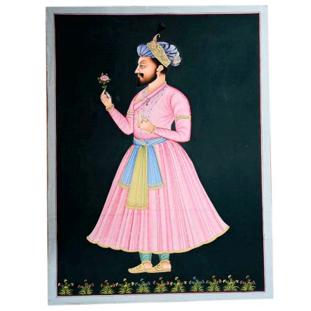 Handmade Canvas Painting Of A Mughal Emperor