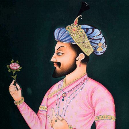 Handmade Canvas Painting Of A Mughal Emperor