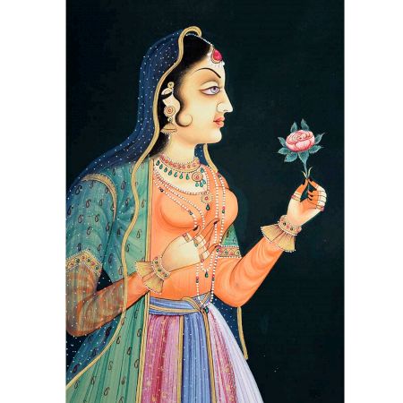 Handmade Canvas Painting Of Mughal Queen Mumtaz Mahal