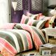 Pink And Grey Striped Double Micro Fabric  Bed sheet with 2 Pillow Cover