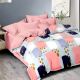 Pink Square Micro Fabric Comforter Set Double Bedsheet and 2 Pillow Covers