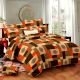 Orange And Brown Calvin Cotton Checkered Printed Bed sheet with 2 Pillow Covers