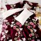 Living Concept Maroon Micro Fabric Double Floral Bed sheet with 2 Pillow Covers