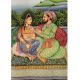 Canvas Mughal Painting Of Emperor Shah-Jahan And Mumtaz Love Scene