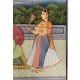 Canvas Mughal Painting Of Emperor Shah-Jahan And Mumtaz Love Scene