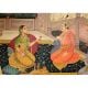 Mughal Canvas Painting Of Munhall Emperor With  His Consorts