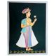 Fine Canvas Painting Of Indian Mughal Queen Holding A flower In Hand