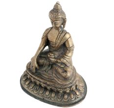Handmade Antique Black Finish Brass Meditating Buddha Statue