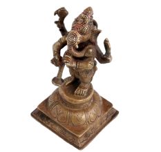Handcrafted Antique Brass Lord Ganpati Playing Musical Instrument