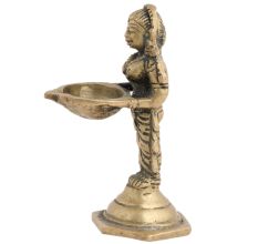 Handmade Antique Brass Paavai Vilakku Brass Oil Lamp
