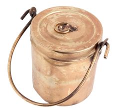 Handmade Brown Brass Milk Pot Doodh Wala Bartan With Handle