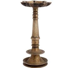 Handmade Old Brass Hindu Temple Worship Oil Lamp Stand