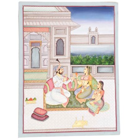 Handmade Classic Canvas Mughal Empire Painting