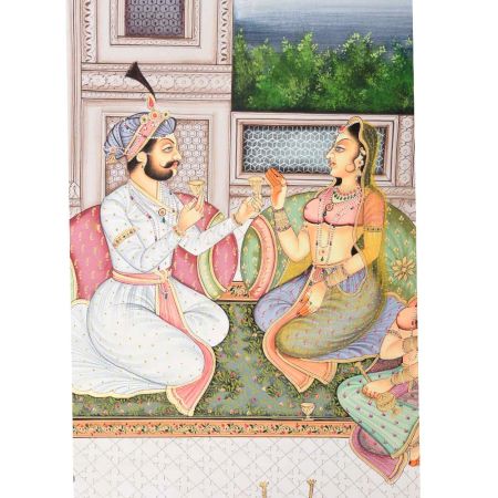 Handmade Classic Canvas Mughal Empire Painting