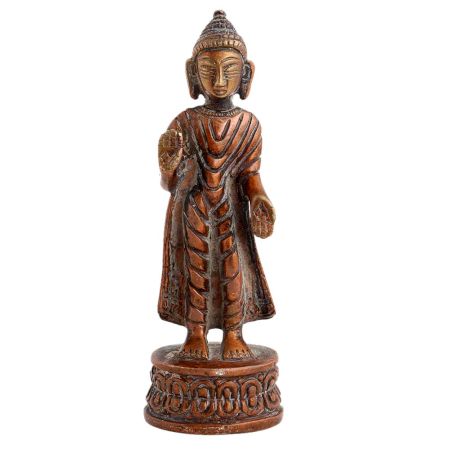 Handmade Copper Finish Brass Standing Buddha Statue