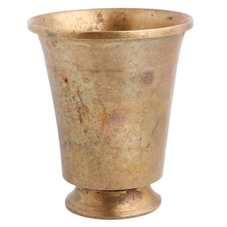 Handmade Antique Brass Metal Glass Tumbler With Round Bottom