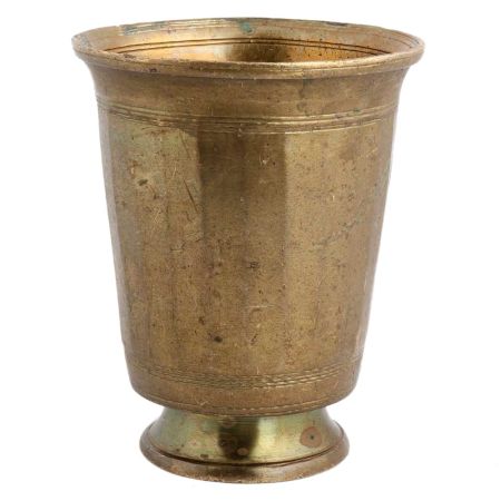 Handmade Bronze Finish Brass Glass With Round Base