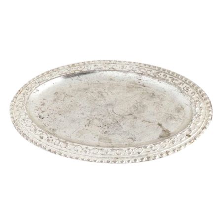 Hand Crafted Silver Plated Brass Plate With Beaded Edge