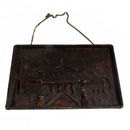 Handmade Brown Brass Landscape Embossed Wall Hanging