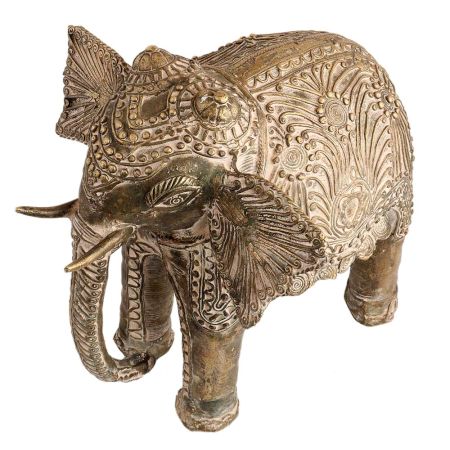 Hand made White Brass Elephant With Tribal Engraved Design