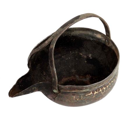 Handmade Old Black Brass Gokarnam Or Serving Pot