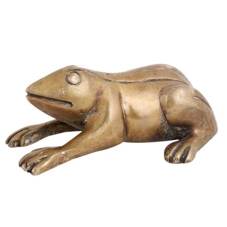 Handmade Brown Brass Sitting Frog Statue