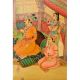 Handmade Mughal Canvas Painting Romantic Harem Watercolour Art