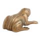 Handmade Brown Brass Sitting Frog Statue