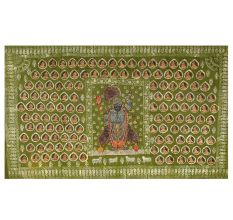 Intricate Pichwai Sreenathji Painting On Green Cloth