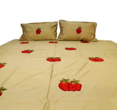 Embroidery Bedsheet With Strawberry Booty Work